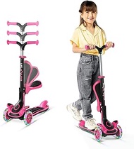 Kids Scooter β Foldable Seat β LED Wheel Lights Illuminate When Rolling β Children and Toddler 3 Whe