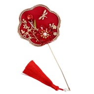 TIRRALIRRA with Pendant Mini Chinese Fan Tassels Chinese Style Bridal Group Fan Hand Bouquets Handhe