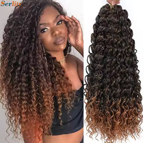1- 6 Packs Ombre GoGo Curl Crochet Hair 14 18 Inches Go Go Curl Crochet Braids Synthetic Water Wave 