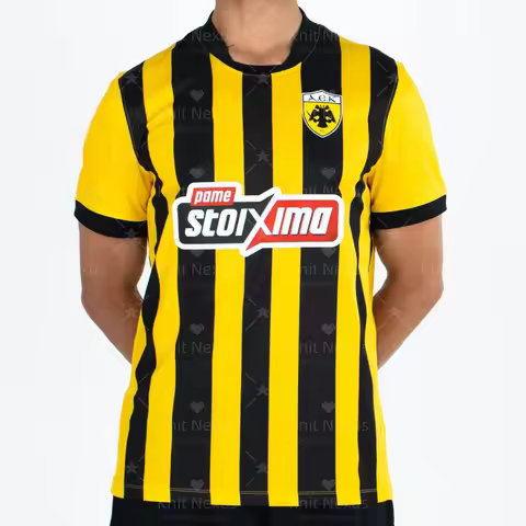 25-26 AEK Athens home football jersey Greek jersey Autumn Sports Dry Quickly Men's T-Shirt Children'