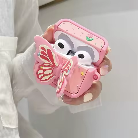 3D Cartoon Butterfly Headphone Case for AirPods 1/2,AirPods Pro,AirPods Pro 2,AirPods 3 Headphones, 