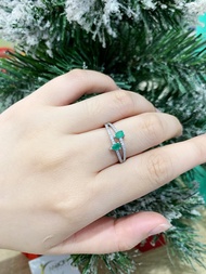 Nhẫn đính đá Emerald thiên nhiên Free Size (N0450) - MOON Jewelry