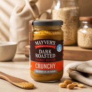 MAYVERS 100% Natural No Added Oil & Sugar Gluten Free Dark Roasted Crunchy HI-OLEIC Peanut Butter {V