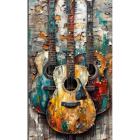 Vintage Acoustic Guitars Metal Tin Sign Poster Wall Art Decor Aluminum Metal Painting for Cafe Bar C