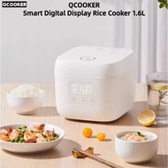 Qcooker Smart Digital Display Rice Cooker 1.6L Small Rice Cooker Household Rice Cooker Appointment Timing Multi-Function
