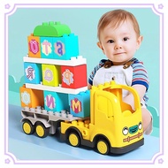 Duplo Compatible Car Fruit Vegetable Number Contruction Alphabet Toy Building Blocks DIY Bricks Toys