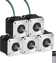 5Pack Nema 17 Stepper Motor 2 Phase 1.8‌°‌ 0.47Nm(66.56oz·in) High Torque Bipolar 38mm 2.1Ω 1.7A 4-W