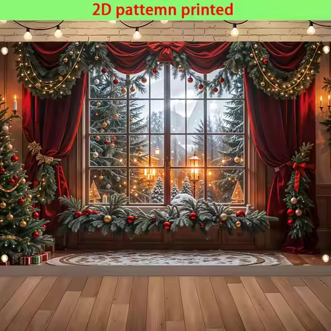 2D flat multifunctional Christmas background cloth, four-hole design for easy hanging,