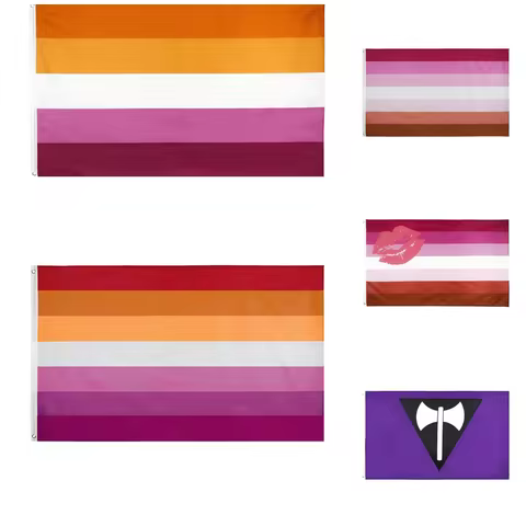 3x5Fts LGBT Orange Lesbian Flag Sunset Butch