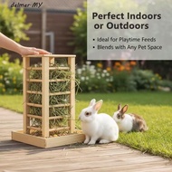 DELMER Rabbit Hay Manger, Wooden Durable Hay Feeder, Practical Detachable Self-Feeding Rabbit Hay Ra