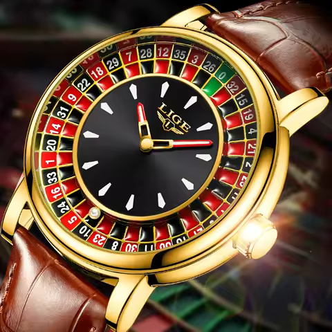 LIGE Fashion Men Watch Rotating Dial Las Vegas Roulette Desktop Theme Watch Men Waterproof Luminous 