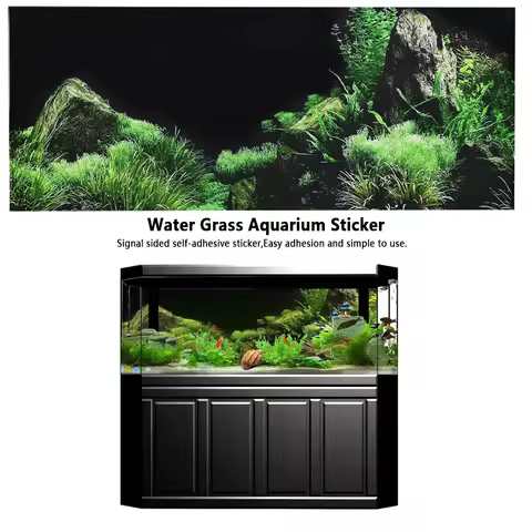 Aquarium Fish Seafloor Water Grass Background Decoration Painting PVC Sticker Aquarium Decoration St