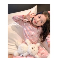 [SG Ready Stock] PJS003 G002 Toddler Kids Girls Pajamas PJs Sleepwear Bunny Pink [Little Gems] Long 