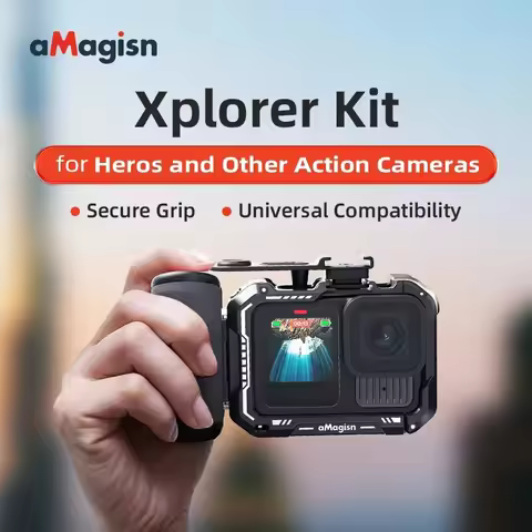 aMagisn Xplorer Grip Kit For Gopro Hero 13 Black ABS Plastic Camera Grip (Plastic/Metal Quick Releas
