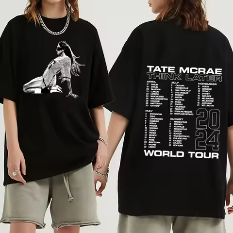 Tate McRae 2024 Tour T-Shirts Harajuku Hip Hop O-Neck Short Sleeve Shirts