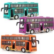 Simulation School Bus Double-Decker Bus Decoration Model Children Boy Sound Light Toy Bus