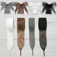 [mfnpqcn] SiaBiced 4 Pieces Wide Ribbon Shoestring Stylish Design Wide Satin Shoe Lace Colorful Fash