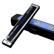 Tombo Hope-Tremolo Tremolo Harmonica, 24 Holes Brass Reeds Harp, Mouth Organ, Key C, ABS Comb, Wood 