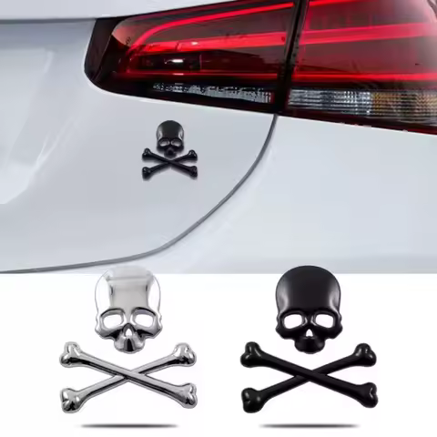 3D Metal Skull Skeleton Crossbones Car Motorcycle Sticker Truck Label Emblem Badge Decal Logo Car St