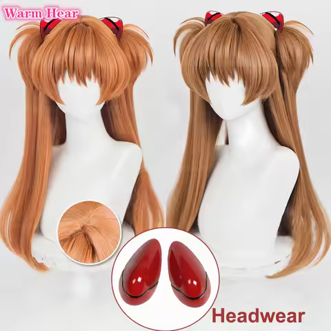 High Quality Synthetic 68cm Long Asuka Langley Soryu Cosplay Anime EVA Two Color Styling Heat Resist