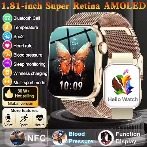 Fashion NEW Fit 3 Ultra Women AI Smart Diagnosis SmartWatch HRV Blood Pressure Health Monitor NFC HD