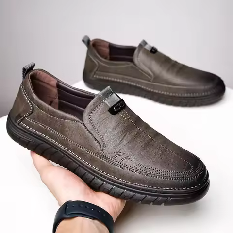 Retro Penny Loafer Genuine Cow Leather Classic Shoes Sewing Comfortable Men Casual Slip-on Club Part
