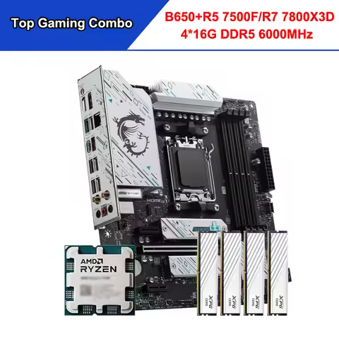 B650 Gaming WIFI Motherboard CPU Ryzen R7 7800X3D R5 7500F Memory 4*16G 4*32G 128G DDR5 6000MHz Buil