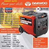 DAEWOO GDA7500IGE Gasoline Silent Inverter Generator 5500W 5.5kW 236cc 4T 240V Battery Start