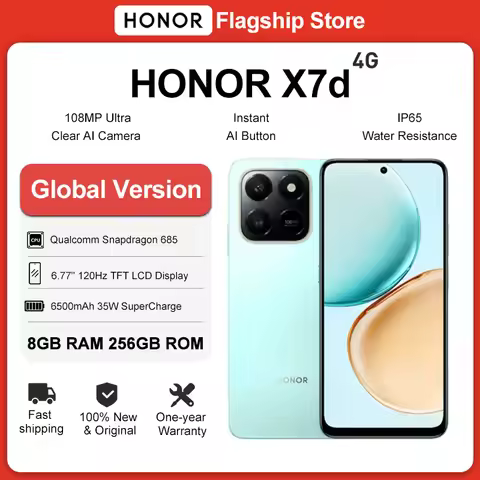 HONOR X7d Global Version 4G Smartphone 6.77'' TFT LCD Display 108MP Camera Qualcomm Snapdragon 685 6