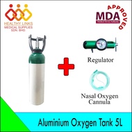 Aluminium Oxygen Tank 5L / 10L + Regulator + Nasal Oxygen Cannula
