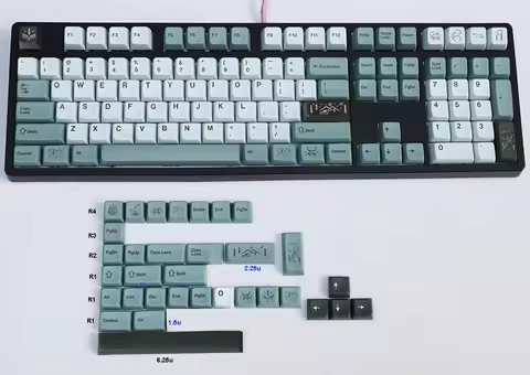 NPKC MDA Keycaps PBT Dye-Sub White Blue for Cherry MX Switches Fit 61 63 64 68 84 87 96 104 108 GH60