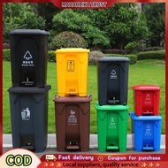 Large Outdoor Pedal-operated Garbage Sorting Bin, 20L/50L/80L/100L Plastic Rectangular Trash Can Wit