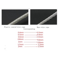 (GG all-powerful) 5 Meter Steel PVC Coated Flexible Wire Rope soft Cable Transparent Stainless Steel Clothesline Diameter 0.8mm 1mm 1.5mm 2mm 3mm