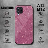 Softcase Glass Kaca hp SAMSUNG A12 M12 GLITTER Motif - Case SAMSUNG A12 - Casing SAMSUNG M12