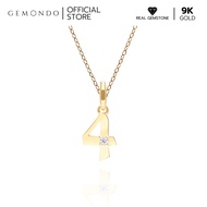 Gemondo จี้ทองคำ 9K ประดับเพชร เลขนำโชคหมายเลข 4 (ไม่รวมสร้อย) Lucky Symbol
