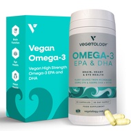 VEGETOLOGY Vegan Omega 3 Supplement (60 Capsules) – Omega-3, EPA, Vitamin D3 & DHA Supplements - Alg