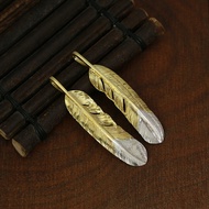 สร้อยคอเงินบนทอง Goros สะพานสูงงานประณีตจี้ขนนกเงินแท้925 goros สีทองย้อนกลับ