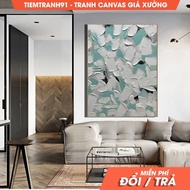 Wall Painting, White Minimalist Wall Art White Textured Painting Light Blue 3D Texture Art Original 