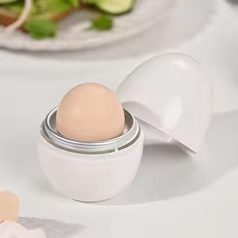 Multifunctional 1/4 Grids Egg Shape Microwave Egg Cooker White Microwave Boiled Egg Maker Quick Egg 