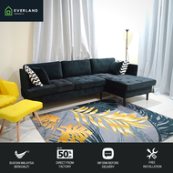 Hollywood Velvet Fabric L Shape Sofa Chesterfield Button Sofa 3 Seater/ 2 Seater Kerusi L Kerusi Con