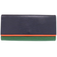 Like New Louis Vuitton Portefeuille Flore Epi M60363 Navy Green Orange Long Wallet LV 0293 [Used] LO