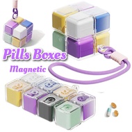 8 Grid Rubik's Cube Pill Box Folding Pill Cases Moisture Proof Portable Medicine Storage Box