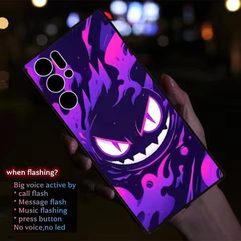 Anime Gengar LED Flash Phone Case For ZTE Nubia Red Magic 10 10S Pro 9 9s 8 8s 7 7s 6 6s Pro Plus 5