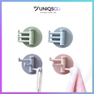 GANTUNGAN Uniqsoo 3-prong Swivel Wall Mount Hanger/Multipurpose Mop Broom Hook Hanger/Rotating Hook CF043