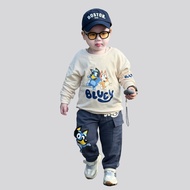 Boys' autumn-winter fleece set, boys' cotton fleece clothes with Bluey dog print, from 9-27kg