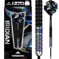 MISSION STEEL TIP DARTS - 22G/24G IRIDIAN BLACK & CORAL PVD 90%Tungsten Dart Set Original Steel Dart
