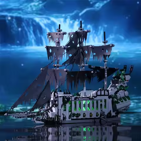1573PCS Creative Caribbean The Flying Dutchman Pirate Ship Building Blocks Assemble Mini Bricks Toys