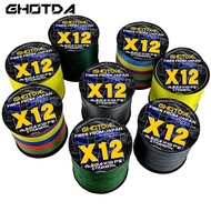 Tali Pancing GHOTDA PE Braided 12 Strands X12 500M 300M 100M 20-120LB untuk Air Asin & Air Tawar