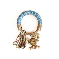 【UNA-優娜手作】 鑰匙圈(小)5.3CM 藍紫＋亮藍+湖水綠+海賊王ＬＯＧＯ 手工 編織 腊繩 鐵環 客製化