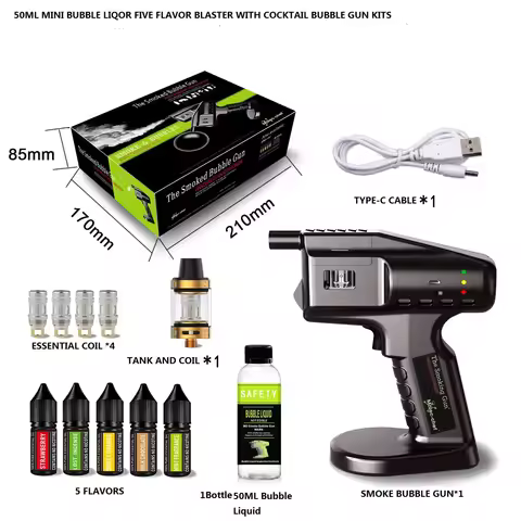 Rechargeable Flavor Blaster Cocktail Gun Kit Smoke Machine Edible Bubbles & Aroma Smoke Bubble Gun f